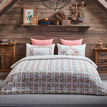 D'DECOR Countryside Cotton 4Pcs Printed Double Bed-In-A-Bag Set