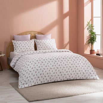 D'DECOR Vatika Cotton 136TC Floral Print 3Pcs Super King Bedsheet Set