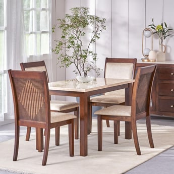 Harmony Sia Faux Marble Top 4-Seater Dining Set with Chairs - Beige