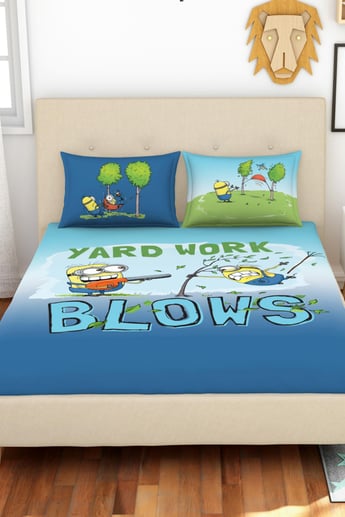 SPACES Minions 3-Piece Digital Print Double Bedsheet Set - 228 x 274 cm