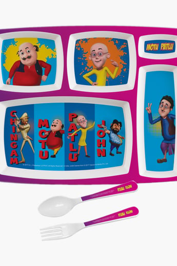 SERVEWELL Motu Patlu Print 3-Pc. Kids Dining Set