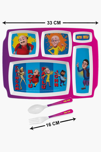 SERVEWELL Motu Patlu Print 3-Pc. Kids Dining Set