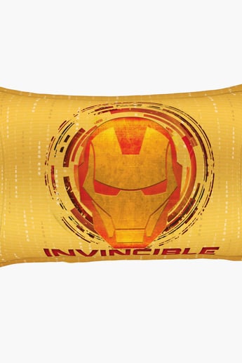 SPACES Marvel Ironman Blue Printed Cotton Double Bedsheet Set-3 Pcs
