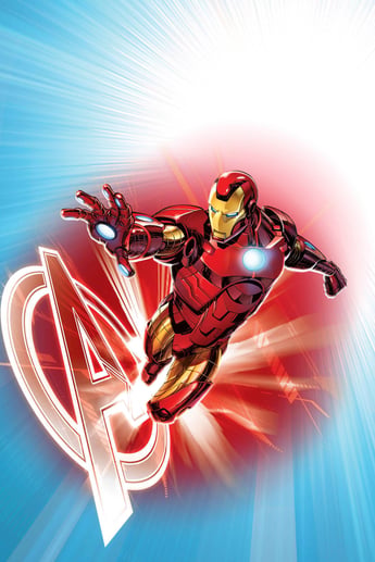 SPACES Marvel Ironman Blue Printed Cotton Double Bedsheet Set-3 Pcs