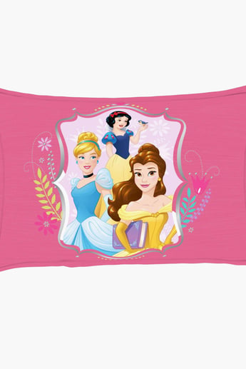 SPACES Disney Princess Pink Printed Cotton Double Bedsheet Set- 3 pcs
