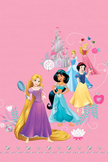 SPACES Disney Princess Pink Printed Cotton Double Bedsheet Set- 3 pcs
