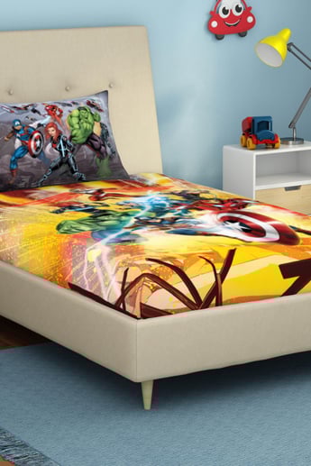 SPACES Marvel Avengers-Multicolour Printed Single Bedsheet Set-2Pcs