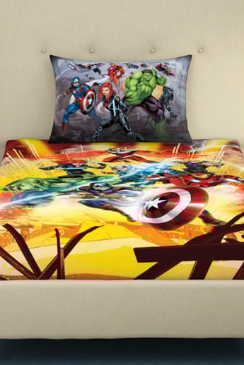 SPACES Marvel Avengers-Multicolour Printed Single Bedsheet Set-2Pcs