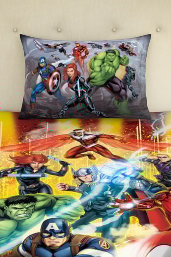 SPACES Marvel Avengers-Multicolour Printed Single Bedsheet Set-2Pcs