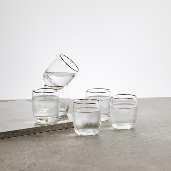 OCEAN  6-piece Platinum Rimmed Ivory Rock Water Glass set- 320 ml 