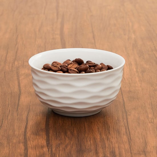 Brook Textured Serving Bowl  - Ceramic - Bowl - 4.2 inch - 11 cm x 6 cm   - Microwave Compatible -  White