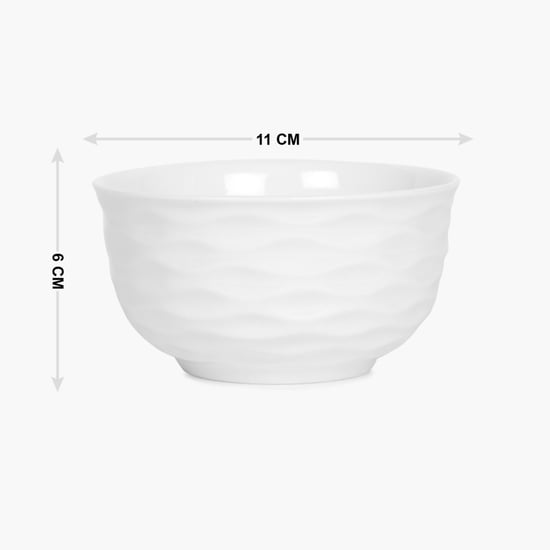 Brook Textured Serving Bowl  - Ceramic - Bowl - 4.2 inch - 11 cm x 6 cm   - Microwave Compatible -  White
