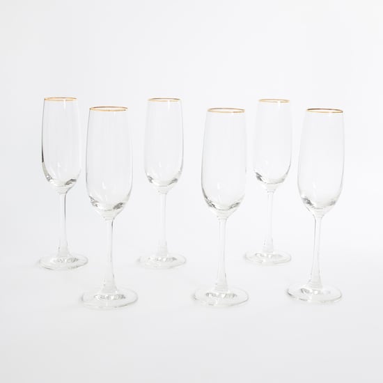 OCEAN  6-piece Gold Rimmed Flute Champagne Glass set -210 ml  