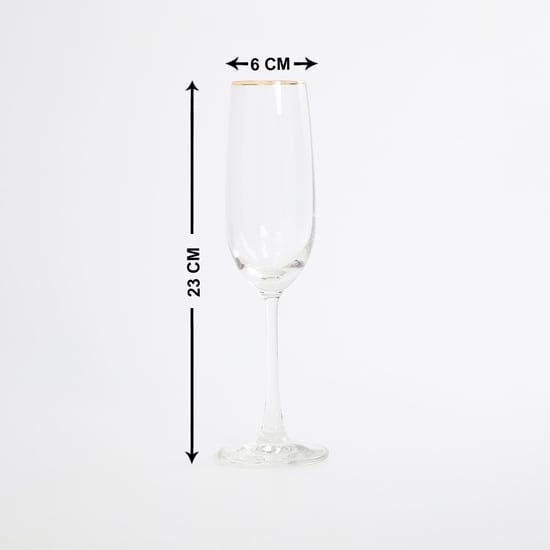 OCEAN  6-piece Gold Rimmed Flute Champagne Glass set -210 ml  