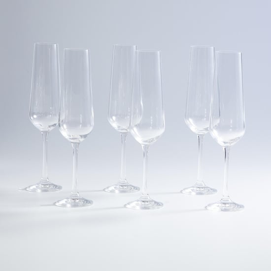 BOHEMIA CRYSTAL Sandra Round Champagne Flute-Set Of 6 Pcs.