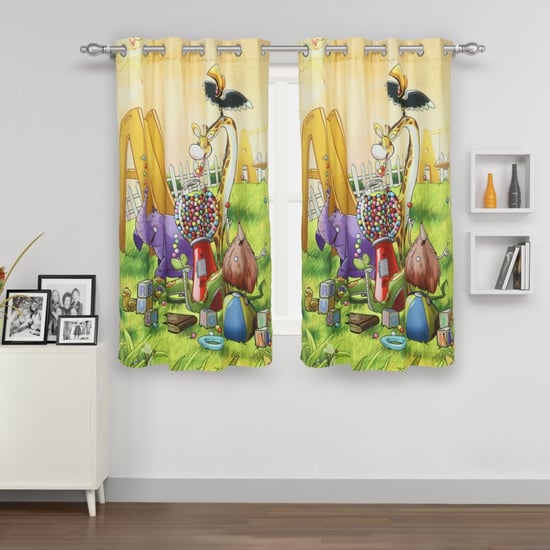 Kids City Goes Wild Kids Zoo Single Window Curtain