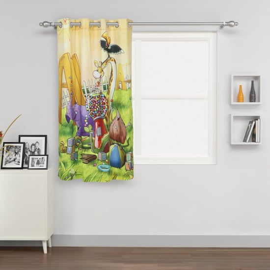 Kids City Goes Wild Kids Zoo Single Window Curtain