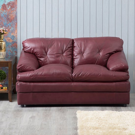 Napster Full Leather Sofa-2 Seater Maroon