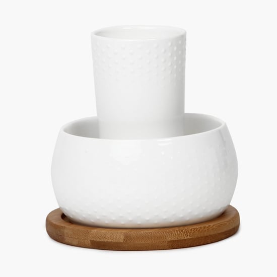 Porcelain Utensil Set With Bamboo Tray