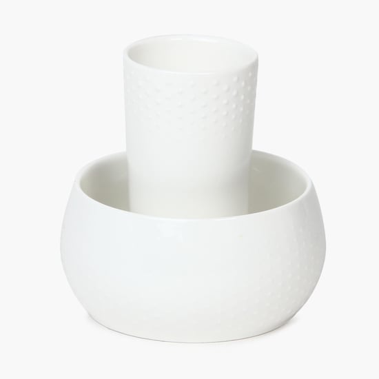 Porcelain Utensil Set With Bamboo Tray