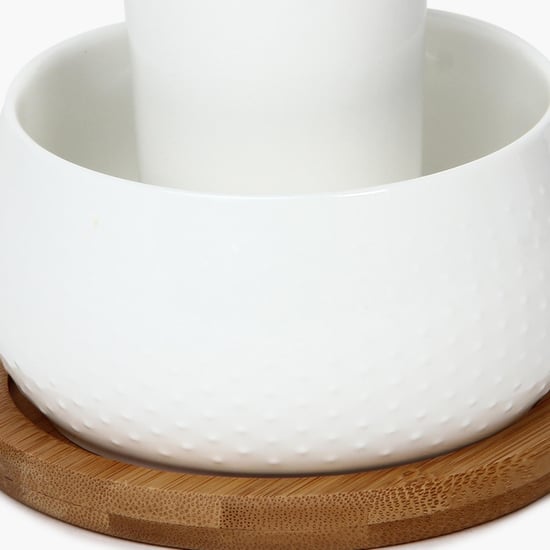 Porcelain Utensil Set With Bamboo Tray