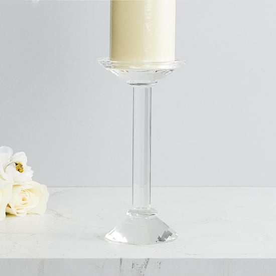 Selena Solid Round Single Pc. Pillar Candle Holder - Glass - Transparent