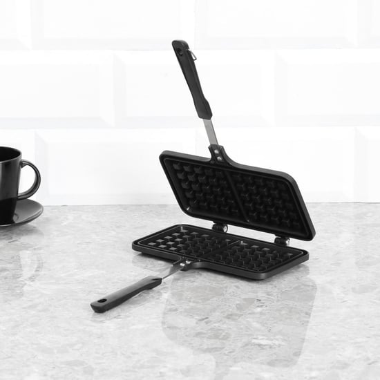 Elite Solid Grill Pans - Non Stick - Waffle Pan 33 cm x 21.5 cm -Black