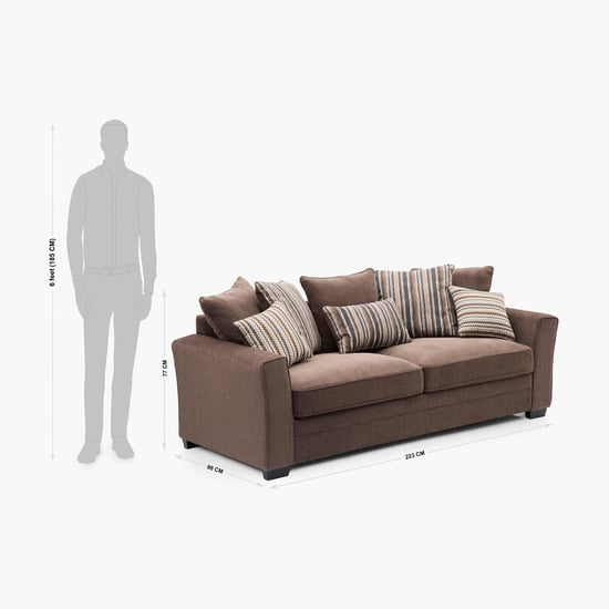 Fedora Fabric 3-Seater Sofa - Brown