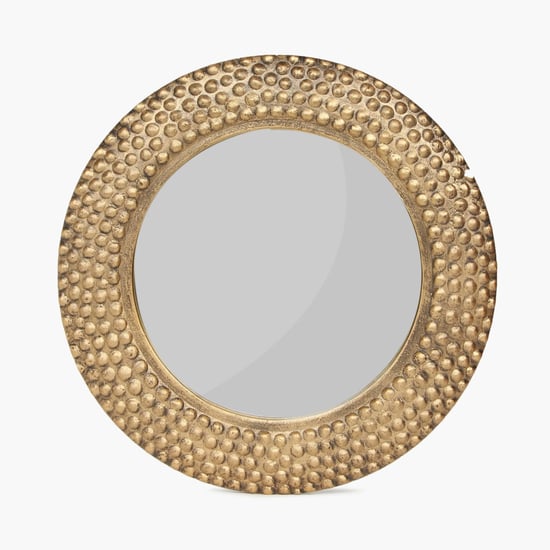 Antique Hammered Wall Clock & Mirror Set