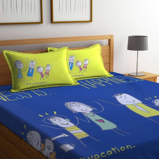 PORTICO Happiness Printed 3-Pc. King Size Bedsheet Set - 274 x 274 cm