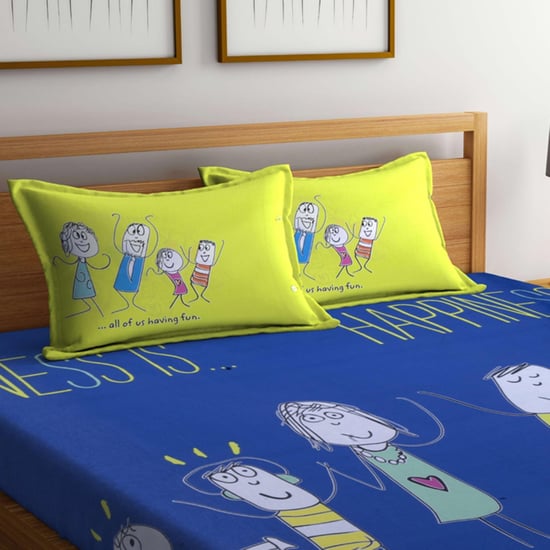 PORTICO Happiness Printed 3-Pc. King Size Bedsheet Set - 274 x 274 cm