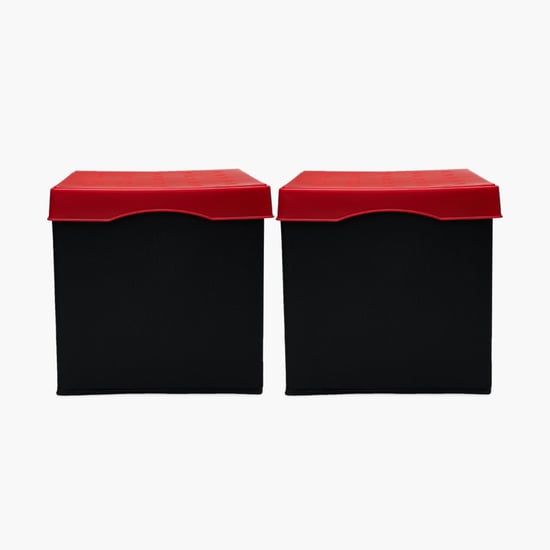 Sanderson Solid Square Sit-And-Store Collapsible Ottoman- Set Of 2 Pcs.