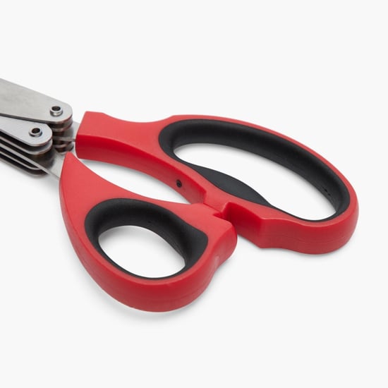 Elite Magnus Red Stainless Steel Herb Scissors With Cleaning Brush