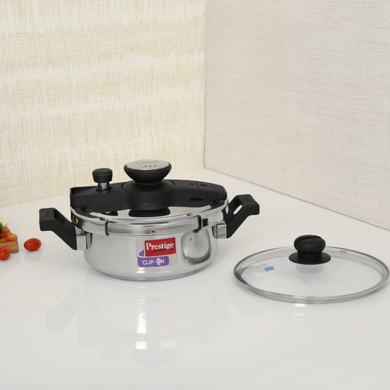 PRESTIGE Clip-On Stainless Steel Pressure Cooker With Glass Lid Accessory 3 L- Set Of 2 Pcs.