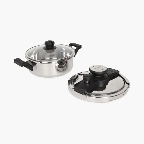 PRESTIGE Clip-On Stainless Steel Pressure Cooker With Glass Lid Accessory 3 L- Set Of 2 Pcs.