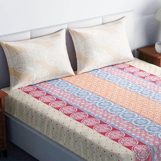 SPACES Essentials Printed Double Bedsheet Set- Pack Of 3 Pcs.