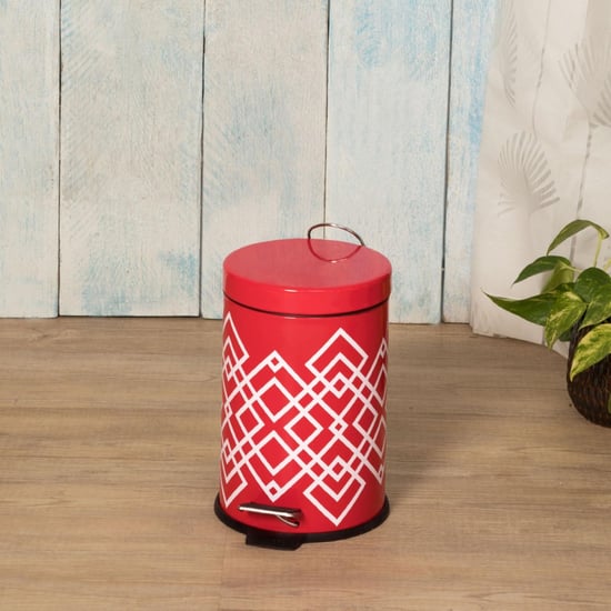 HUDSON Printed Metal Round Dustbin