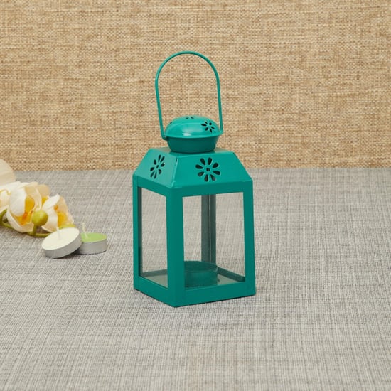 Salsa - Hanging Metal - Lantern : 8 cm x 8 cm x 20 cm - Blue
