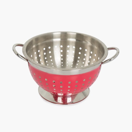 Rosemary-Levon Printed  Colander With Handle - Stainless Steel - Collander With Handle 32 cm x 24 cm x 15 cm -Red
