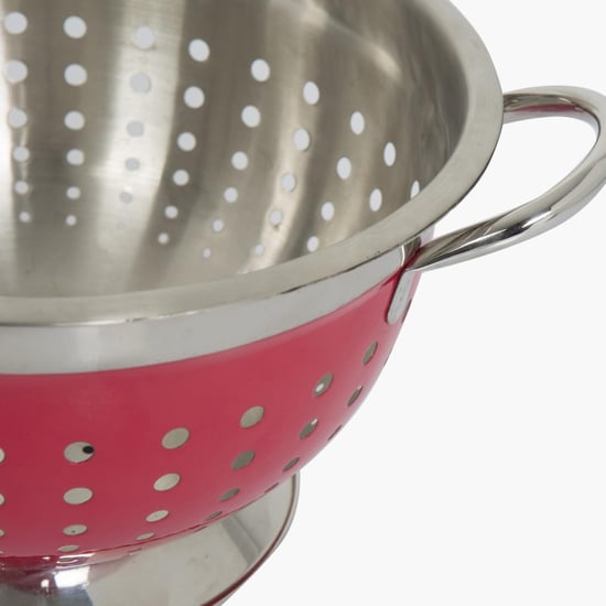 Rosemary-Levon Printed  Colander With Handle - Stainless Steel - Collander With Handle 32 cm x 24 cm x 15 cm -Red