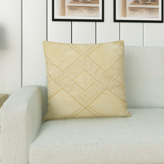 Edwardian Criss-Cross Embellished Cushion Cover - 40 x 40 cm