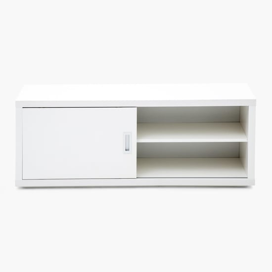 Ascent Contemporary White Compressed Wood TV Unit With Sliding Door And Drawer