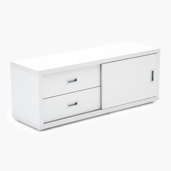 Ascent Contemporary White Compressed Wood TV Unit With Sliding Door And Drawer