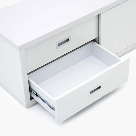 Ascent Contemporary White Compressed Wood TV Unit With Sliding Door And Drawer