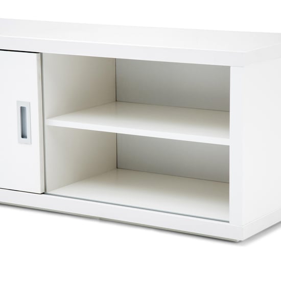Ascent Contemporary White Compressed Wood TV Unit With Sliding Door And Drawer