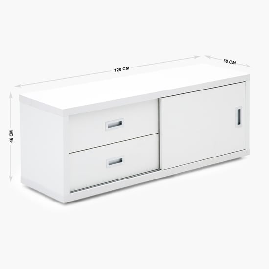 Ascent Contemporary White Compressed Wood TV Unit With Sliding Door And Drawer