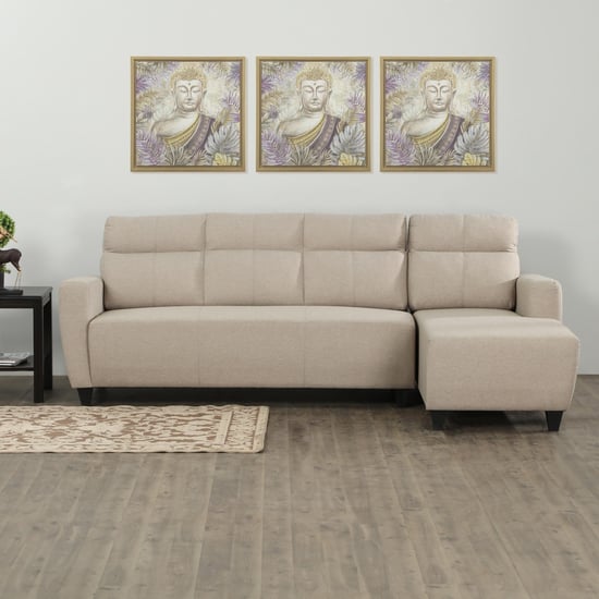 Helios Emily Melody Fabric 3-Seater Right Corner Sofa with Chaise - Beige
