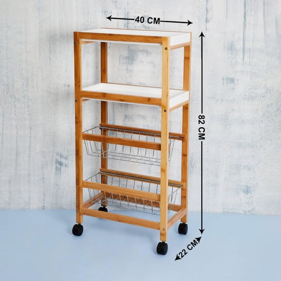 Tranzit Wooden 4-Tier Kitchen Trolley