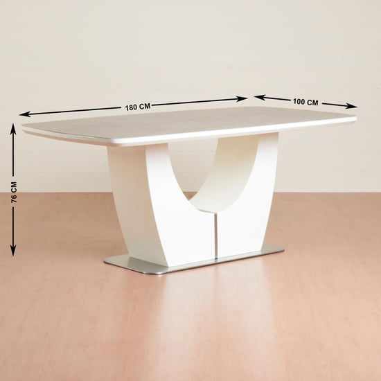 Napster Six-Seater Ceramic Dining Table - Beige-Without Chair