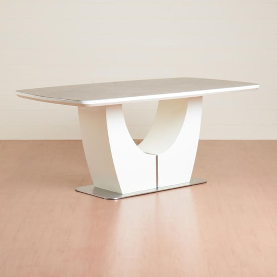 Napster Six-Seater Ceramic Dining Table - Beige-Without Chair